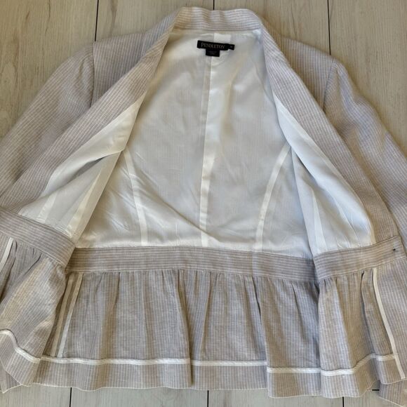 Pendleton Linen Blazer Women’s Size 10 Cream Pin Stripe Blazer Academia Preppy - Picture 7 of 12